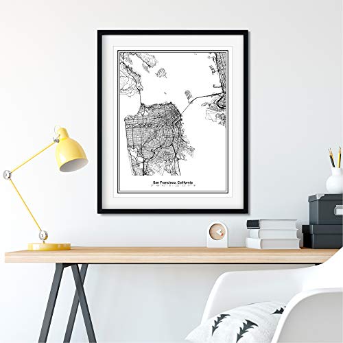 Susie Arts 11X14 Unframed San Francisco California Metropolitan City View Abstract Street Map Art Print Poster Wall Decor V335 #TOP2