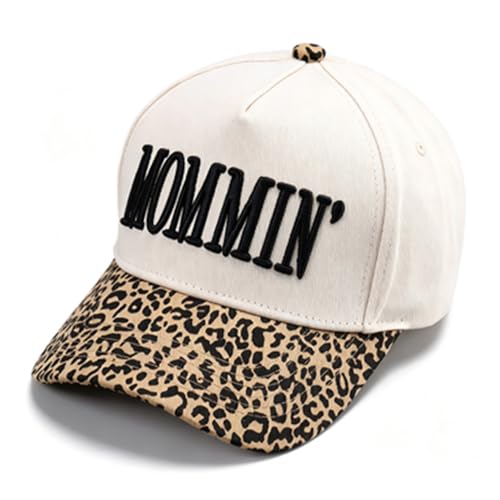 Image of Vintage Two-Tone Trucker Hat Adjustable Baseball Cap with Mommin Embroidery Ponytail Fit Unisex Outdoor Casual Headwear