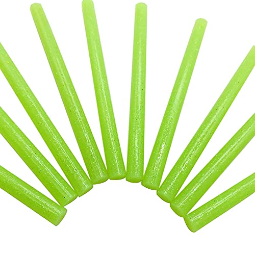 Lot de 10 bâtons de colle colorés à paillettes vertes de 7 mm pour mini travaux manuels et réparation