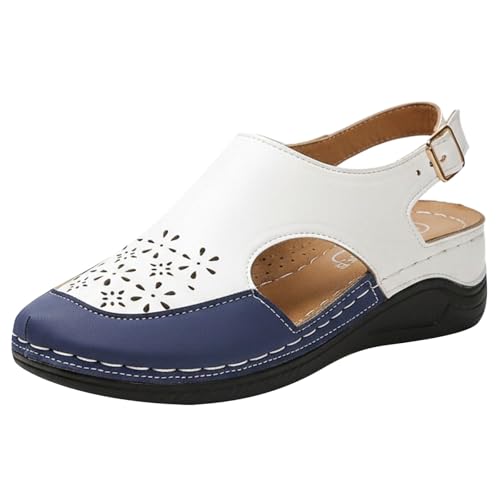 Image of hotter sandals - Women's Roman Wedge Platform Sandals, Open Toe Crochet Knit Ankle Back Zip Chunky Sole Ladies Summer Beach Holiday Walking Shoes