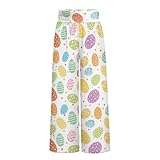 Flaishyardaw Women's Wide Leg Pants Easter Eggs Pants for Women High Waisted Trousers Lounge Pajama Bottoms Lightweight Comfy Workout Joggers M