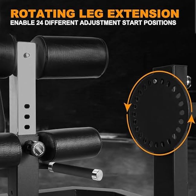 Leg Extension and Curl Machine, Adjustable Plate Loaded Lower Body Special Leg Machine with Squat Rack, Exercise Leg Muscles, Hamstring Curl Machine
