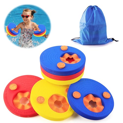 Schwimmscheiben Kinder- 6Pcs Schwimmen Float Discs mit Aufbewahrungstasche Arm Schwimmplatte Eva Rund Delphin Schwimmscheiben Geeignet für Junge Mädchen im Alter von 3-6 Jahren Schwimmen zu Lernen