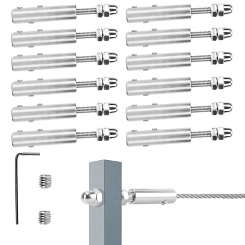 STFALI 12 unidades Terminal de cable de alambre de 4 mm, tensor de cuerda de alambre de acero inoxidable para fijación (12, 4mm)
