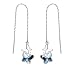 Produktbild CRYSLOVE Damen Ohrringe 925 Sterling Silber Blau Kristall Schmetterling Anhänger Ohrringe, Pull Durch Hängend Durchzieher Ohrringe,Linie Ohrring für Frauen Einfädler Edlen Schmuck MEHRWEG