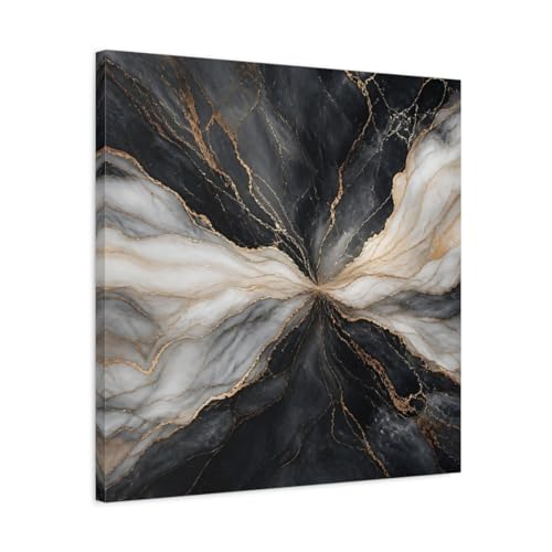 Impression sur toile marbre noir et or au fini premium 60x60 cm