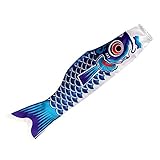 39Inch Japanese Carp Windsock Koinobori Wind Socks for Outside Window Wall Hanging Fish Flag Banner Japanese Fish Kite Wind Streamers for Japan Children's Day Home Yard Decor (blue)
