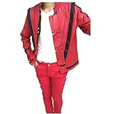 Michael Jackson 100% nagelneu, hohe quality.Custom Made Leder Thriller Red Jacket Pants Und Kostenlose Billie Jean Glove