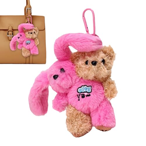 Porte-clés en peluche doux double animaux voyage maison