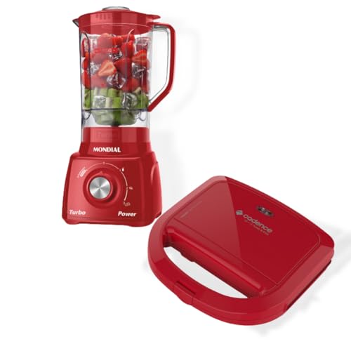 Kit Liquidificador Mondial + Sanduicheira Cadence Vermelho 220v