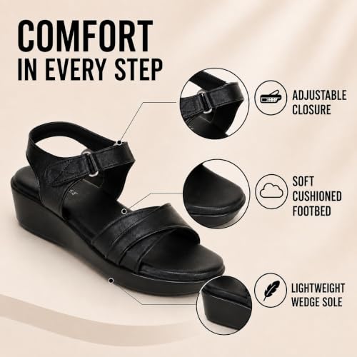 Image of TRASE Stylish Wedges Heels Sandals For Women, Comfortable Heel, Ankle Straps