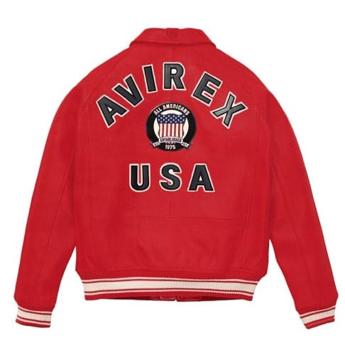 Men’s Red Avi Rex Military Leather Jacket| Aviator Motorcycle Bomber Jacket | Biker Genuine leather Jacket for Men3