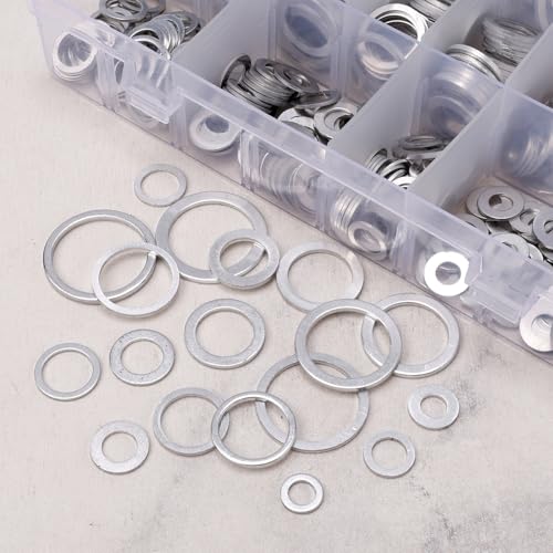 Image of 600pcs Crush Washer Oil Drain Plug, Oil Plug Crush Washers Oil Drain Plug Washer Oil Drain Plug Gasket Oil Plug Seal Copper Oil Plug Washer Automotive Engine Oil Plug Crush Washers