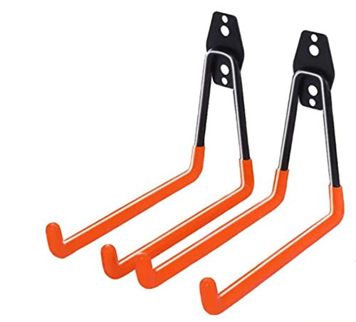 Dtacke Garage Garden Tool Organizer Garage Storage Utility Hooks Wall Mount Anti-Slip Double Hooks for Snowboard Ladders Bikes Tools (2 Pack L)