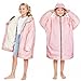 Catalonia Classy Kids Waterproof Changing Robe, Oversized Swim Beach Dry Coat with Fleece Lining, Two Bare Feet Regatta Parka for Boys & Girls, Pink, XXS/ 5-9 Age