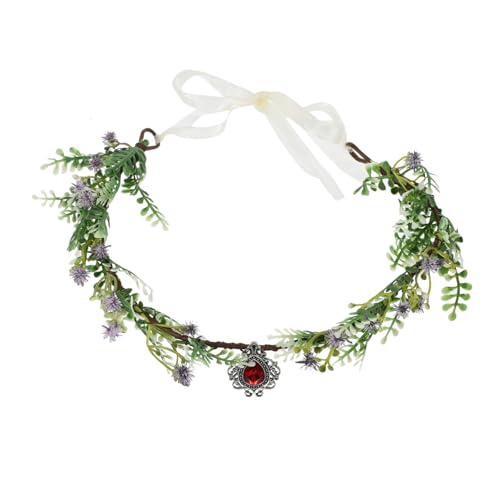 Healeved Corona di Fiori per Capelli da Donna Corona Decorativa con Nastro Fiori e Foglie per Matrimonio e Feste
