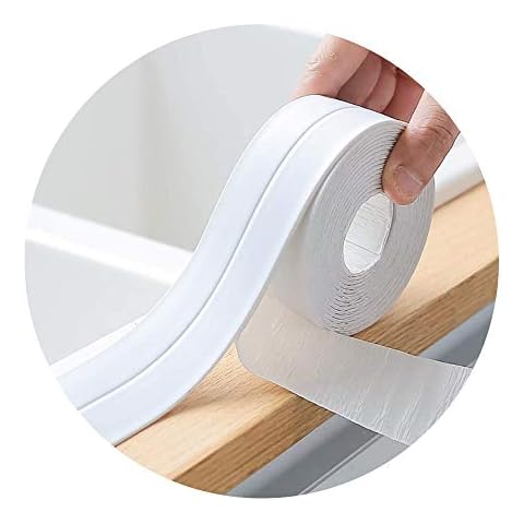 BLAZOR Bath Sealant Strip, Bathroom Sealant Tape, Caulk Strip, PE flexible self-adhesive tape for decorating kitchen, bathroom, bathtub, toilet, wall, floor (21,9ft, White) Cover