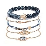 5 pulseras multicapa abiertas con encanto de 18 cm apilables con diamantes de imitación ajustables para mujeres niñas regalo de resina