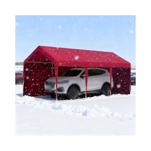 Toldo para Cochera Exterior Resistente Al Viento Y A La Nieve para Tractores, Camiones, Autocaravanas Y SUV(Red,9.8x19.6x6.5 ft)