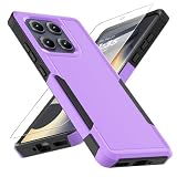 for Motorola Edge 2025 Case, [Military Grade Drop Tested] with Screen Protector, Dual Layer Protective Heavy Duty Cell Phone Cover Non-Slip Shockproof Case for Moto Edge 2025 (Purple)