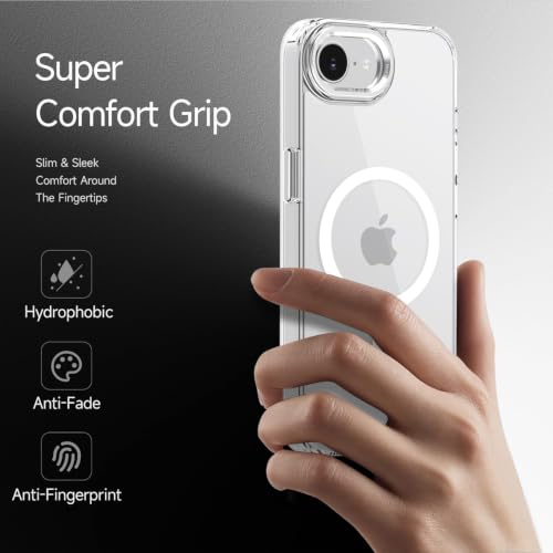 Image of JGD PRODUCTS Magnetic Case for iPhone 16E Compatible with MagSafe, Shockproof Phone Bumper Cover, Anti-Scratch Clear Back (Clear)