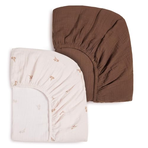 Image of Lilian&Gema Muslin Crib Sheets, 2 Pack 100% Cotton Crib Sheets Fitted for Standard Crib Mattress 52"x28", Soft and Breathable for Baby Girls and Boys