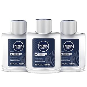 NIVEA MEN Deep Refreshing and Hydrating After Shave Lotion, Aftershave Lotion for Men Soothes Shave Irritation, 3.3 Fl Oz Bottle, Pack of 3
