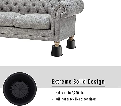 BWKJMY Round Bed Risers Lifts Height of 4 Inch Heavy Duty Set of 4 Pack for Risers for Sofa, Table, and Chair and Bed, Under Bed Storage Space (Black)