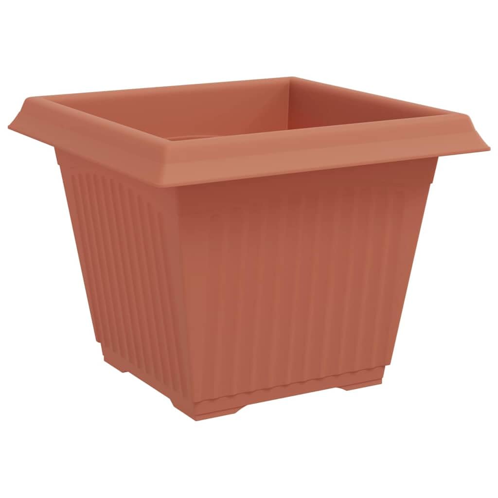 Set di 24 vasi da fiori quadrati, 28,5 x 28,5 x 22 cm, in plastica, per giardino e balcone, robusti vasi per piante con fori di drenaggio, rosso mattone