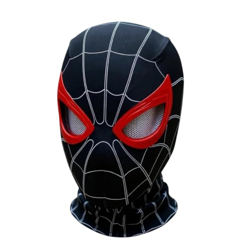 Image of SHOPOGENIX Kids Superhero Spider Mask Costume - Full Face Stretchable Cosplay Mask with Breathable Mesh Eyes | Halloween, Birthday Party, Fancy Dress & Role Play Costume