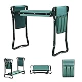 COSTWAY Garten Kniebank Gartenhocker Arbeitshocker für Gartenarbeit Knieschutz mit Eva Schaummatte und 2 Werkzeugtasche 150kg Tragkraft