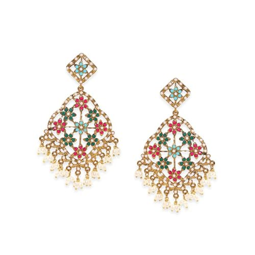Rubans 22K Antique Gold plated Multicolour Pearl Studded Statement Chandbali Earrings (B0D679PPC1) Amazon Price History, Amazon Price Tracker