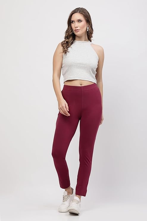 Image of ON&ON Women's Cotton Stretchable Slim Fit Straight Pants Trouser for Casual Wear and Office Wear