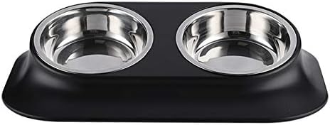 Dog Food Bowls, 420ML Stainless Steel Cat Bowl with Non-Slip Base, 15 Degree Tilt Raised Anti-Skid Feeder Pet Bowl for Puppy Kitten…