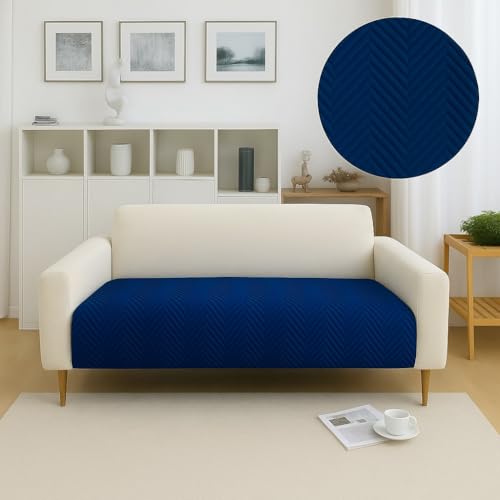 Image of Amazon Basics - Velvet Quilted Make Your Own Sofa Cover |2 Seater | Multi-Layered Fabric |120cm x 70cm | 350 GSM | Color - Navy Blue
