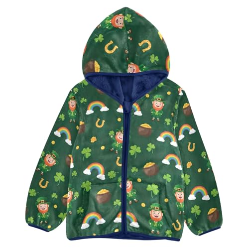 CHIFIGNO Cartoon Leprechauns Boys Zip up Jacket, Soft Light Fleece Jacket 3T