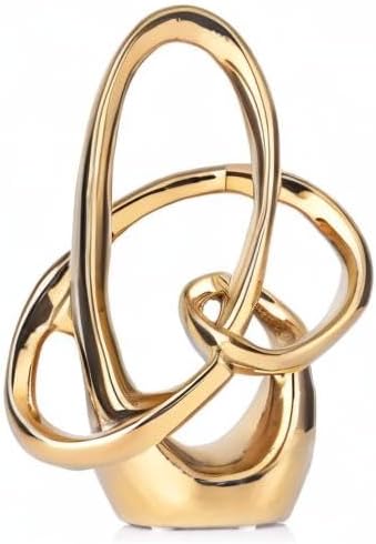 11in Gold Ceramic Statue – Modern Abstract Art Figurine for Shelf, Dining Table Centerpieces, Office, Living Room, Wedding or Coffee Table Home Decor Accent - Image 9