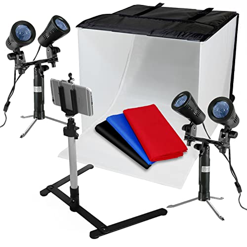 LimoStudio Photography Video Studio Photo Table Top Light Tent Kit, Continuous Lighting Kit, Camera Tripod and Cell Phone Holder, AGG1447