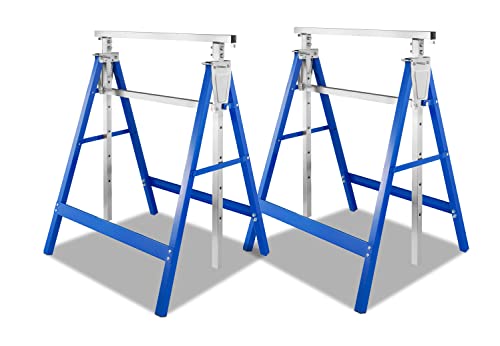 Sonnewelt Arbeitsbock 2er set Blau,7-fach Höhenverstellbar Gerüstbock 80-130 cm Klappbockm, stabiler bis 200kg mit einer Antirutschvorrichtung