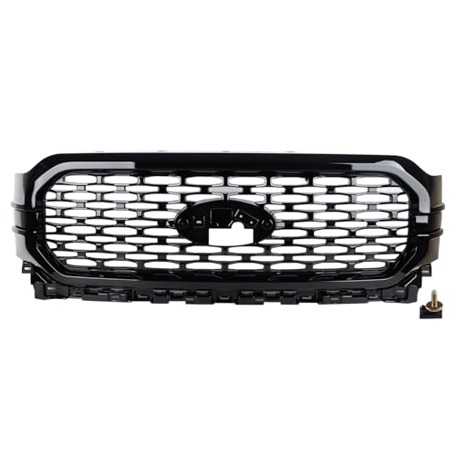 Duolctrams Gloss Black Front Grille Grill Assembly Compatible with 2021 2022 2023 Ford F150 F-150 ML3Z-8200-LBPTM FO1200670 by Duolctrams - Used condition - Image 2