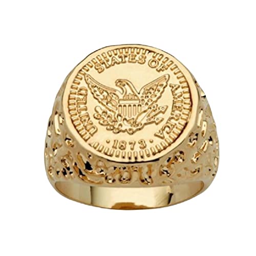 Eagle Ring for Men, American Bald Eagle Ring, USA Flying Eagle Ring, Gold Eagle Medal Patriotic Rings, Norse Viking Hawk Eagle Ring, Punk Animal Eagle Jewelry Gift for Men Boys (8)