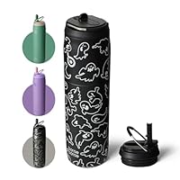 Bottle Bottle Edelstahl-Wasserflasche mit Strohhalm und Deckel, 936 ml, Thermobecher, hält kalt und heiß, auslaufsicher, breite Öffnung, Wasserflasche für Damen und Herren, leuchtender Geist