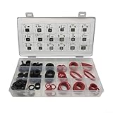 Pumixiy Red Fiber Washers Collection, hitzebeständiges Dichtungsset mit Gummi-O-Ringen, 141-teiliges Dichtungsscheiben-Sortiment