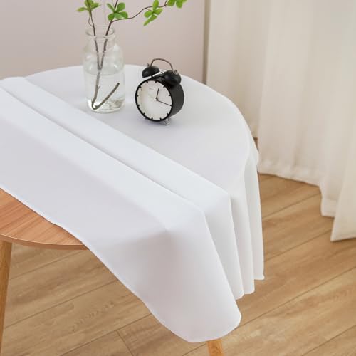 Image of sancua Small Square Tablecloth 36 x 36 Inch White (Fits 20-30 Inch Tables), Stain and Wrinkle Resistant Washable Fabric Table Cloth for Dining Party Table Cover for Nightstand End Bedside Tables