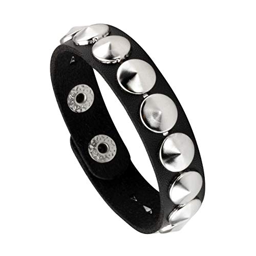 Manfnne Punk Leather Cuff Bracelet Gothic Leather Wristband Bangle With Metal Studded Rock Jewelry #TOP3