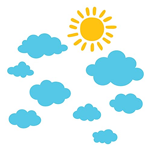 Decowall Dwg-707Sby Sun And Clouds Graphic Kids Wall Stickers Wall Decals Window Stickers Peel And Stick Wall Stickers For Kids Nursery Bedroom Living Room (Blue_707Sby) #TOP3