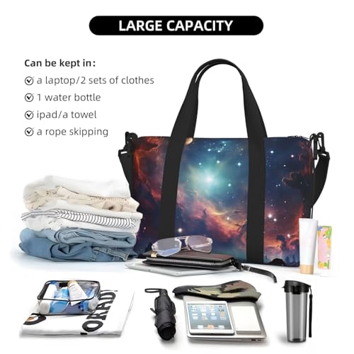 Travel Duffel Bags Personal Item Bag Carry on Luggage Bag Training Handbag Lightweight Waterproof Sports Gym Bag Space Weekender Bag for Women Men4