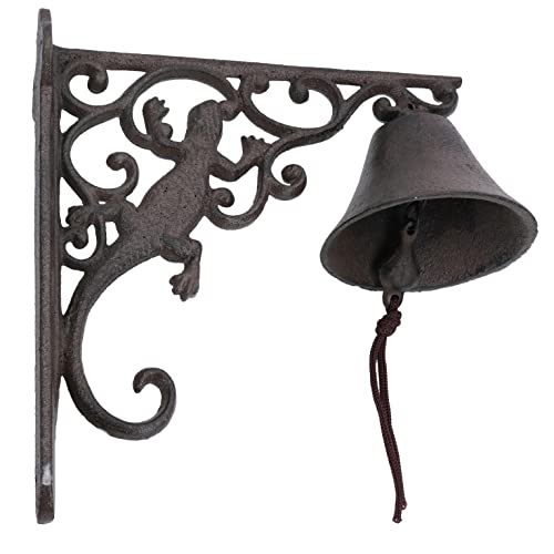 Campana de hierro fundido con geco para decorar tu jardín, porche o la entrada de casa 6
