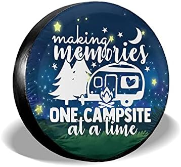 cozipink Making Memories One Campsite Starry Sky Camping Spare Tire Cover Weatherproof Wheel Protectors Universal Fit for Trailer Rv SUV Truck Camper Travel Trailer 14" 15" 16" 17"