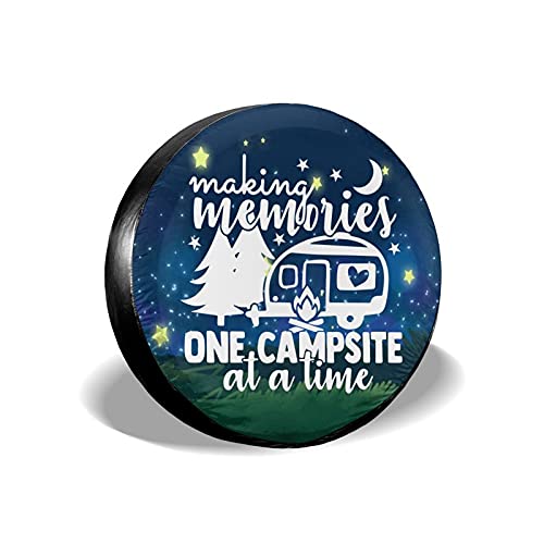 cozipink Making Memories One Campsite Starry Sky Camping Spare Tire Cover Weatherproof Wheel Protectors Universal Fit for Trailer Rv SUV Truck Camper Travel Trailer 14' 15' 16' 17'